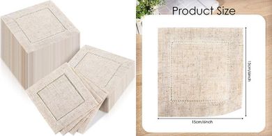 Linen Cocktail Napkins (80-pack, 6x6", Reusable)