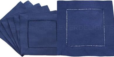 Navy Linen Cocktail Napkins (12 Pack, 6")
