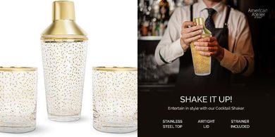 American Atelier Cocktail Shaker & Rocks Glass Set
