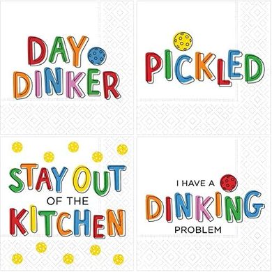 Pickleball Cocktail Napkins: 80-Count Variety Pack