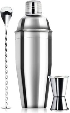 Professional 24oz Stainless Steel Cocktail Shaker Set with Jigger & Spoon
