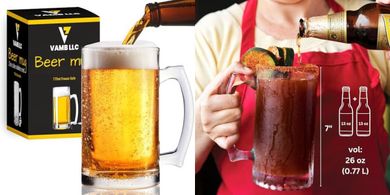 26 oz Freezer-Safe Beer Stein with Handle
