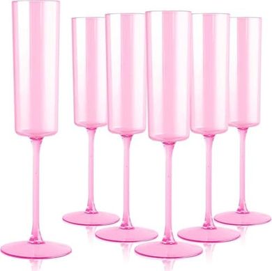 YOUBET Pink Plastic Champagne Flutes (24-pack) for Parties
