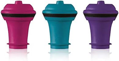 Vacu Vin Wine Saver Vacuum Stoppers - Set of 3 - Multicolor - for Wine Bottles - Keep Wine Fresh for Up to a Week with Airtight Seal - Compatible with Vacu Vin Wine Saver Pump