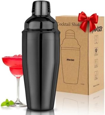 25oz Black Stainless Steel Martini Shaker with Strainer
