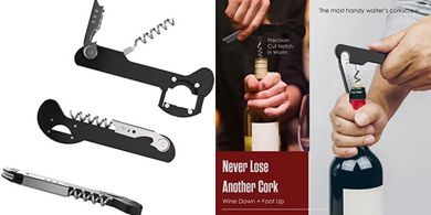 Houseables Premium Wine Key: Foil Cutter, Corkscrew & Opener
