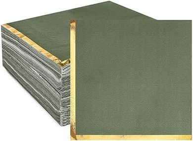 Gold Foil Cocktail Napkins (100-pack, Olive Green)
