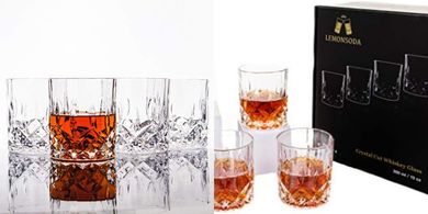 Crystal Cut Whiskey Glasses (Set of 4) – Premium Lead-Free
