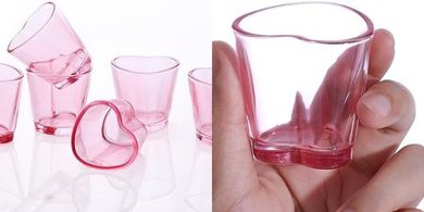 Pink Heart Shot Glasses Set (1.5oz) for Bar Carts
