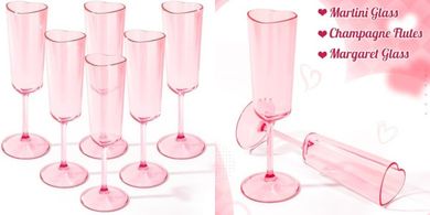 Retro Pink Acrylic Champagne Flutes: Valentine