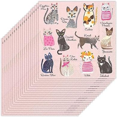 Cool Cats 3-Ply Paper Napkins (5x5")
