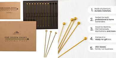 Gold Cocktail Picks: Metal Stir Sticks for Drinks & Appetizers
