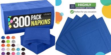 300 Dark Blue 2-Ply Disposable Party Napkins
