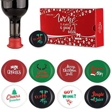 Whaline 8-Pack Reusable Silicone Wine Bottle Stoppers with Gift Box
