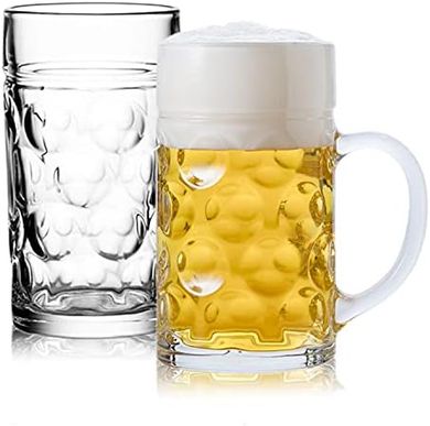 Jumbo German Beer Stein Mugs (40oz, 2-pack, dishwasher safe)
