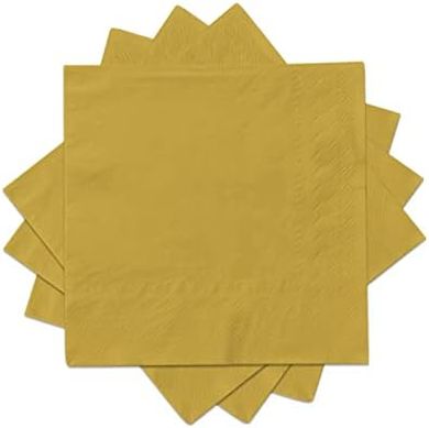 Gold 3-ply Cocktail Napkins (80-count), Disposable, for Parties & Events