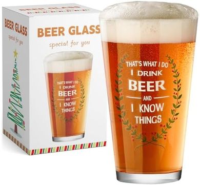 Funny Christmas Beer Glasses: 16oz Pint Glasses for Men & Women
