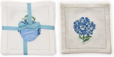 Embroidered Hydrangea Cocktail Napkins (Set of 6)
