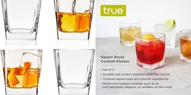 True Square Rocks Glasses: 4-pack, 10oz, perfect for cocktails.
