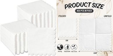 Whaline 400-Count Scalloped White Napkins for Parties