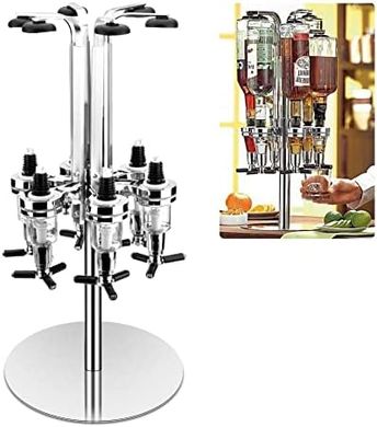 6-Bottle Rotating Professional Liquor Dispenser Station
