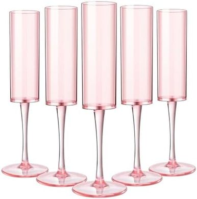 Pink Champagne Flutes: Reusable, Unbreakable Plastic, 12-Pack
