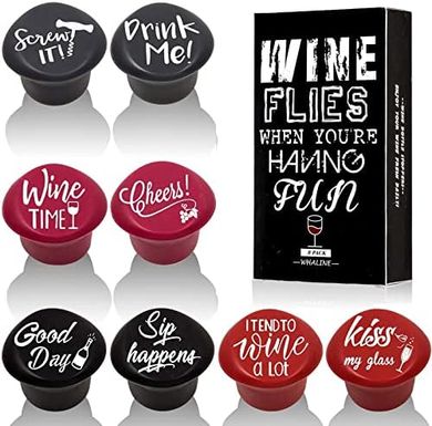 Whaline Funny Silicone Wine Stoppers (8-pack)