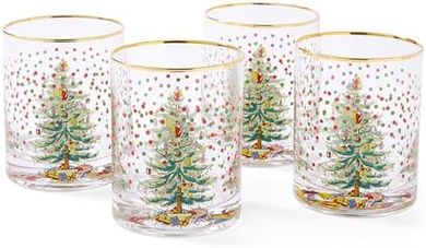 Spode Christmas Tree Polka Dot Old Fashioned Glasses (Set of 4)
