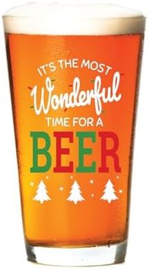 Festive 16oz Pint Beer Glass: Dishwasher Safe
