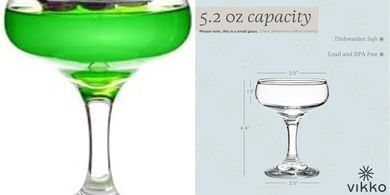 Vikko Coupe Cocktail Glasses: 12 x 5.2oz Classic Martini/Champagne Set
