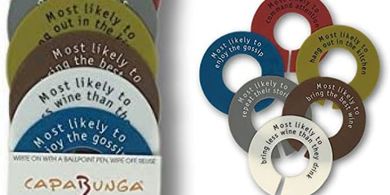 Reusable Silicone Wine Glass Markers with Slogans