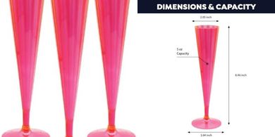 Neon Pink Champagne Flutes (20-pack, 5oz)
