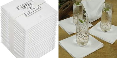 Premium Cotton Cocktail Napkins (24 Pack, White, 12x12")
