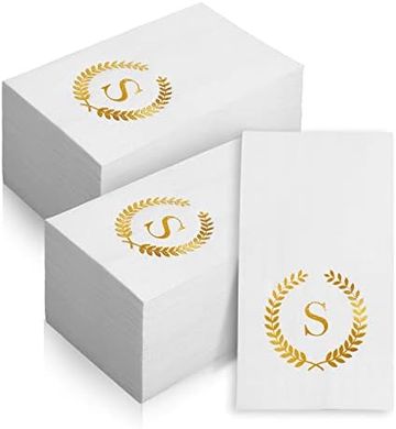 Gold Foil "S" Monogrammed Disposable Napkins for Parties
