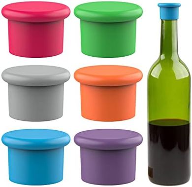 Reusable Silicone Wine & Beer Bottle Stoppers (6-Pack)
