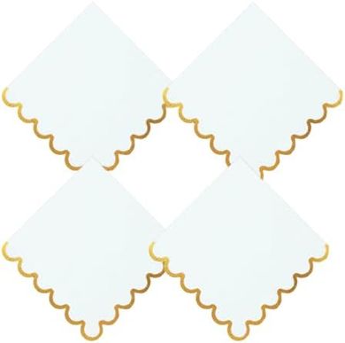 White Cocktail Napkins with Gold Foil: 100-Pack, 5x5"
