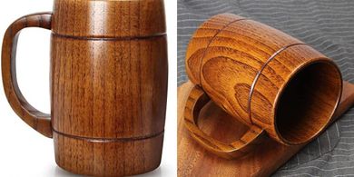 Large Wooden Beer Mug: Viking Tankard Gift for Men & Women
