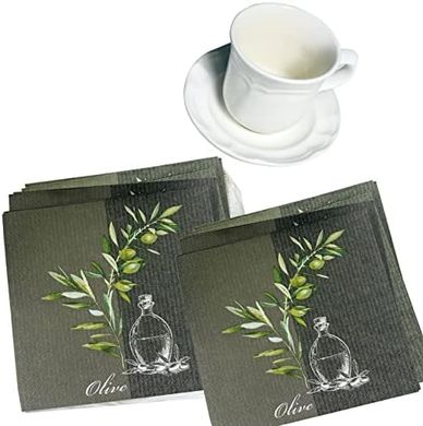 Fall-themed olive cocktail napkins (20-count, disposable)
