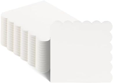 120 White Scalloped Disposable Cocktail Napkins (5x5")
