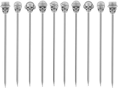 Reusable Antique Silver Cocktail Picks (10 Pack)
