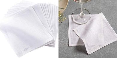 Solino Linen Cocktail Napkins: 12 White, Machine-Washable, 6x6"