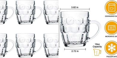 6-Pack 19oz Freezer-Safe Beer Mugs with Handles
