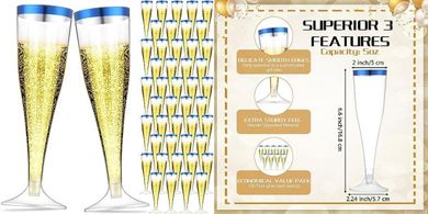 Zubebe 100-Pack Clear Plastic Champagne Flutes (4.5 oz) for Parties
