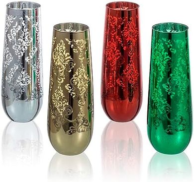 Modern Christmas Champagne Flutes (4-piece Set)
