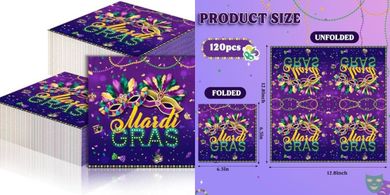 Mardi Gras Party Napkins (120 Disposable)
