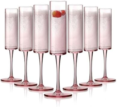 Reusable Pink Champagne Flutes (16-pack, 5.5oz)
