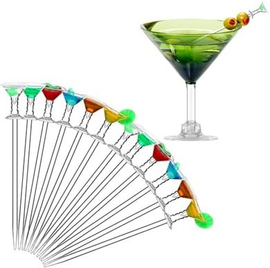 Reusable Acrylic Cocktail Picks (12 pc, 4.7") for Olives & Garnishes
