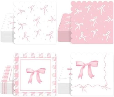 Pink Bow Napkins & Hand Towels: Party Supplies for Birthdays, Showers & Bachelorettes
