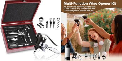 8-Piece Wine Opener Gift Set with Wooden Case
