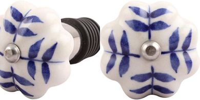 Blue Ceramic Leaf Wine Stoppers (1-pack)
